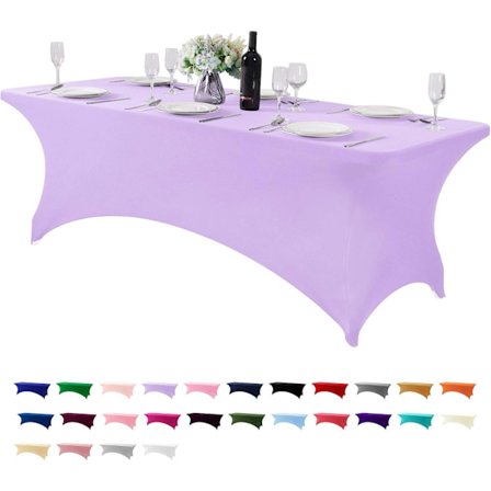 Spandex dug til 8FT bord, universel monteret strækdug til fest, banket, bryllup og events - Lavendel