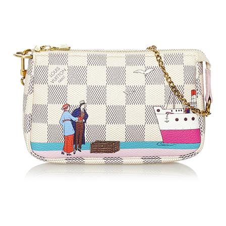 Louis Vuitton Vintage, Pre-owned Pochette Illustre Transatlantic Canvas Wit, Dames, Maat:ONE Size