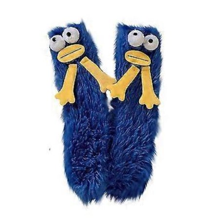 3D Galne Gulvsokker, Varme Komfortable Fluffy Tegneserie Monstersokker, Morsomme Lodne Komfortable Vintersokker -NMAOV (Blå)