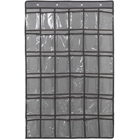 Över dörr arrangör mobiltelefon hängande klassrum fickdiagram vägg dörr garderob hängande arrangör hållbar tygförvaringsväska (grå, 36)