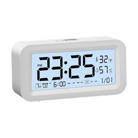 Digital Elektronisk Klokke LED-Display Elektronisk Klokke Stereo Digital Display Snooze Alarmklokke 12/24H Endre Nedtelling PUW0569 (FMY) Hvit