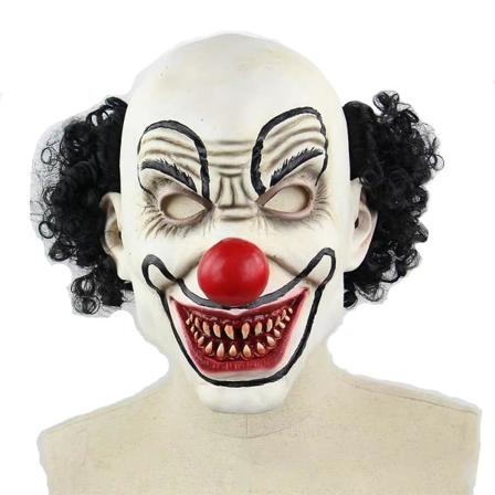 Horror Scary Joker Clown Maske Halloween Cosplay Fest Kostume Tilbehør Black