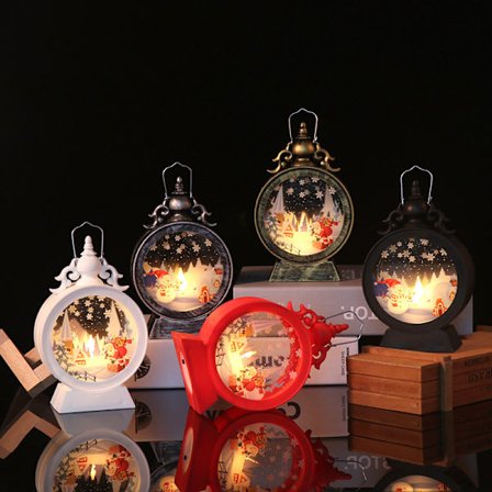 Fem forskjellige farger julepynt LED retro lanterner