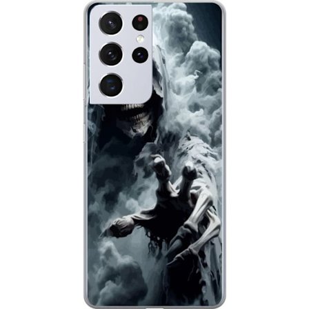 Yhteensopiva Puhelinkuori Samsung Galaxy S21 Ultra 5G Grim Reaper juliste kuoleman kallo tumma taide kauhu aave sumu kuoleman kallo pelottava tumma su
