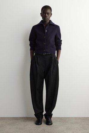 COS Frauen Jacke Aus Merinowolle Mit Geripptem Kragen in Blau