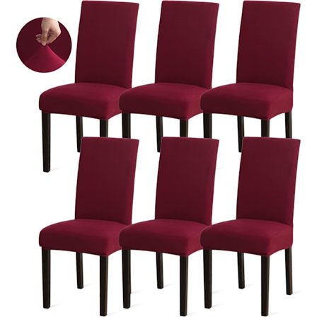 6 st. Matstolsöverdrag, Köksstolsöverdrag, Parsons Stolsöverdrag, Spandex Stolskydd för Matrum Stretchade Stolar - Röd