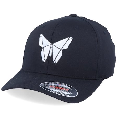 Origami - Schwarz flexfit Cap - White Paper Butterfly Black Flexfit @ Hatstore