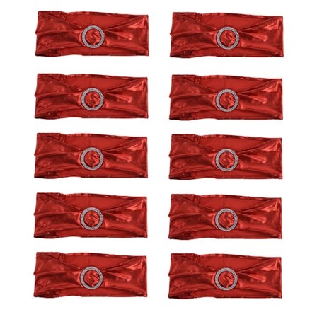 10 stk. Elastiske Stoltrekkbånd Sløyfer til Bryllupsbankett Hotelldekorasjon Lys Rød