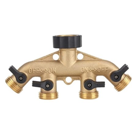 Trädgårdsslangfördelare Kran Vattenfördelare 4 Vägs Mässing (Europeisk Gänga)