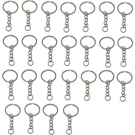 Nøkkelringer i rustfritt stål for DIY, håndverk av (pakke med 25)