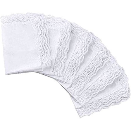 6 Stykker Dame Bomuld Lommetørklæder, 60'er Kvinder Blonde Hvide Lommetørklæder Bløde Ensfarvede Rene