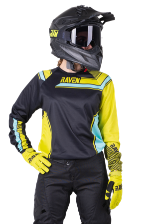 Raven Rival Youth MX Jersey Black/Lime/Turquoise L