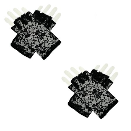 2 par korte blondehandsker fingerløse fransk stuepige punk gotisk kostume mode tilbehør halloween