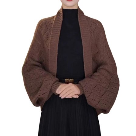 Udhulet Strikket Sjalfrakke til Kvinder, Let Åben Hæklet Cardigan Wrap Cover Up