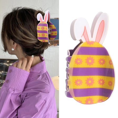 Hårspenner til påske, hårklyper med kaninører for kvinner og jenter, søte vårhårtilbehør, sklisikre klemmer for påskefest