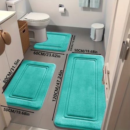 3-pak skridsikre bademåtter | Ultra-absorberende, bløde badeværelsesmåtter i polyester til badekar, brusere, boligindretning og gulvmåtter