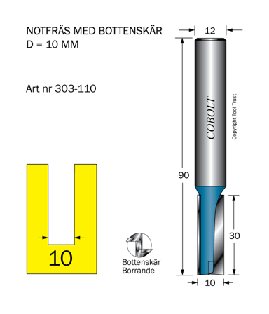Cobolt 303-110 Sporfres D=10 L=30 TL=90 S=12, Maskintilbehør & forbruk