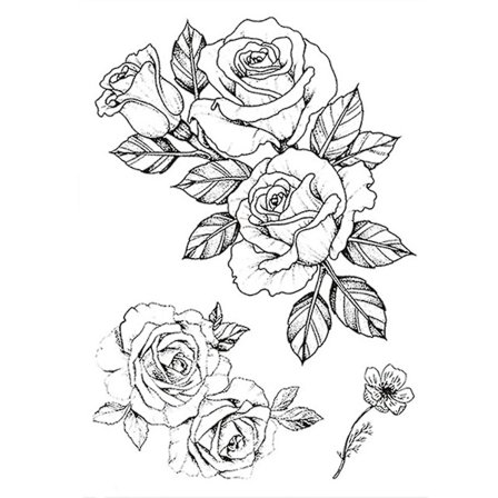 Fashion Tattoo Sticker Temporary Black Roses Design Full Flower Arm Big Fake Tattoo Sticker Body Art Decal Qinhai