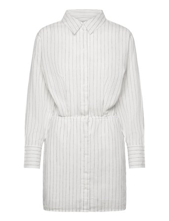 Gina Tricot Linen Blend Shirt Dress - White - M