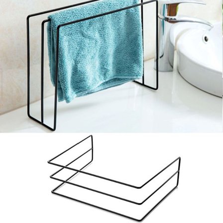 Kitchen Countertop Towel Rack Iron Dishcloth Holder Freestanding Dish Rag Storage Hanger Black