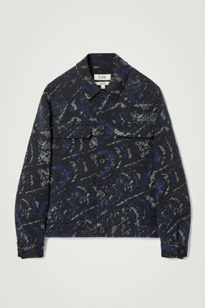 COS Männer Lockere Hemdjacke Aus Jacquard Aus Woll Mix in Blau