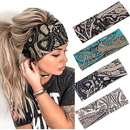 Boho-setti, 4 kpl joustavia vintage-kukkapantoja naisille ja tytöille