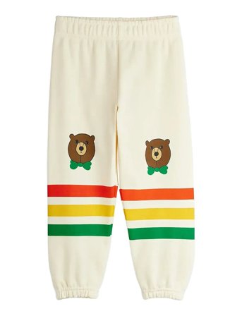 Mini Rodini Bear Stripe Sweatpants - Cream - 128/134