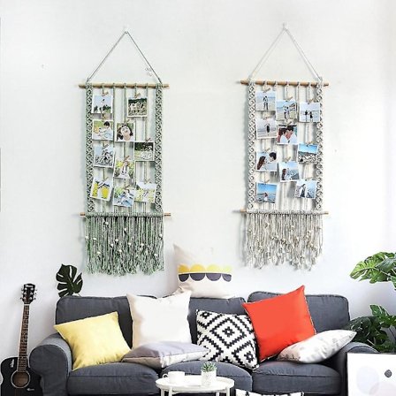 Boho Indretning Håndvævet Blad Vægtæppe Vægophæng Soveværelsesdekoration Macrame Vægtæpper Baggrund Foto Væg A