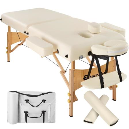 Tectake 2-zons Massagebänk 7,5 Cm Stoppning + Rullar + Väska Beige