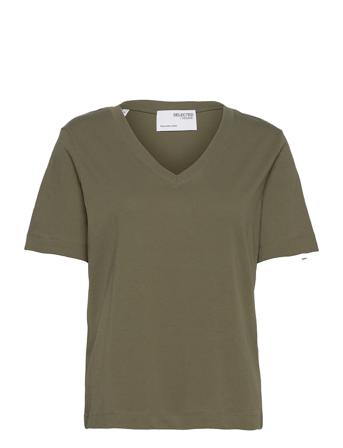 Slfstandards V-Neck Tee T-shirts & Tops Short-sleeved Vihreä Selected Femme