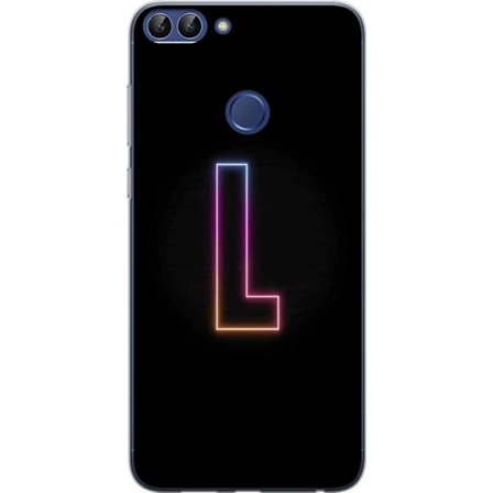Yhteensopiva Puhelinkuori Huawei Huawei P smart Minimaalinen neonkirjain L pehmeästi vaihtuvassa värivalossa mustaa taustaa vasten, puhdas graafinen