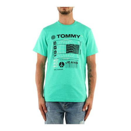 Tommy Jeans, Dm 0Dm 12392 T-shirt Zielony, Mężczyzna, Rozmiar: L