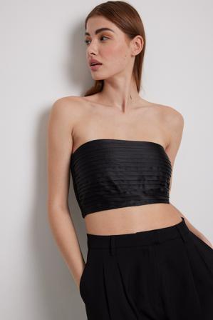 NA-KD Party Haut tube satiné froncé sur le devant - Crop tops - Noir - EU 34