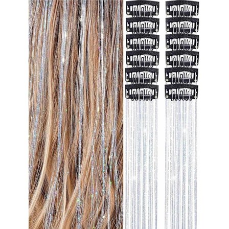 12st Clip In Hair Tinsel Hair Extensions Paket med 12st Hair Tinsel 20 tum Värmebeständig glitter hårförlängning