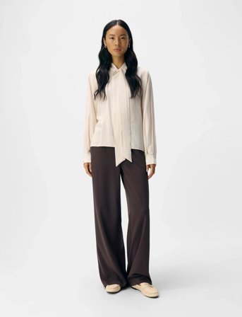 Object Objjacira L/S Re Bow Shirt Noos - Cream - 38