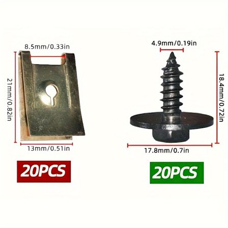 40 stk. Chassis Motorbeskyttelse Metalmøtrik Skrue Skiver Sæt