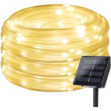 Solar Lyskæde, 10m 100 LED Rør Lys Til Have, Gård, Sti, Hegn, Trappe, Baghave