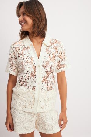NA-KD Chemise oversize en maille crochetée - Chemises - OffBlanc - Small