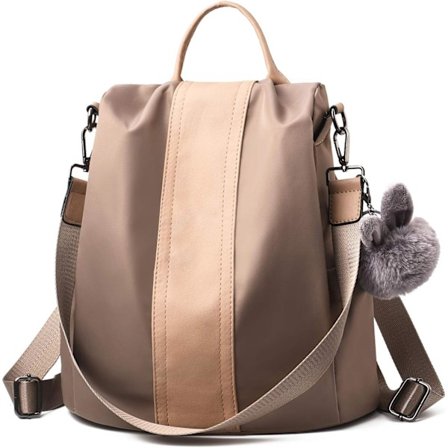 Kvinners Ryggsekk Dame Ryggsekk Vanntett Nylon Skolesekker Anti-tyveri Dagstursekk Skuldervesker, Khaki