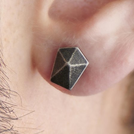 Pendiente de acero con corchete gris Jax para hombres - Pendientes con cierre a presión