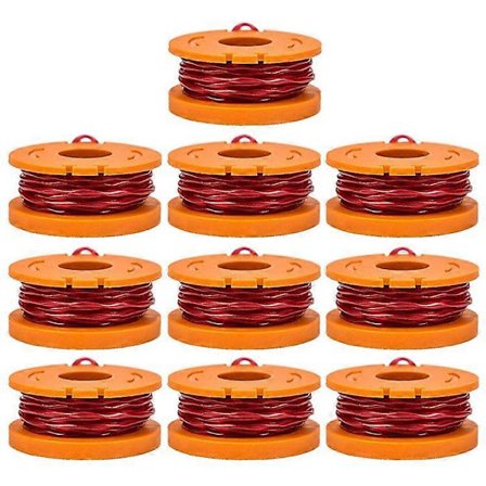 10 Stycken Nylon Trimmertrådar Ersättningsspolar Kompatibla För Worx Gräsklippare Tillbehör