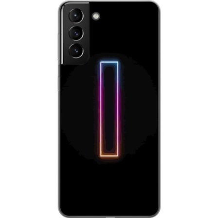 Kompatibel Mobilcover til Samsung Samsung Galaxy S21+ 5G Minimalistisk neonbogstav I i regnbuefarver mod mørk baggrund