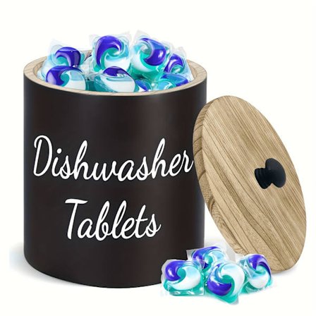 Opbevaringsboks, rustik træholder til opvaskemaskinekapsler med låg - bondegårdskøkkenvaskeri, badeværelse og hjemmeorganisator - multifunktionel 