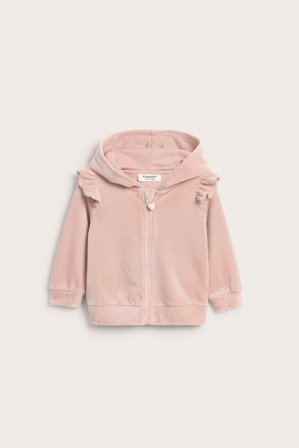Kappahl | Welurowa bluza z kapturem, na zamek błyskawiczny | Różowy