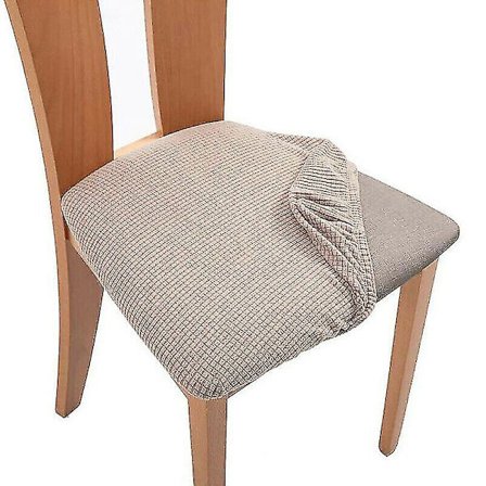 Mordely (khaki) Jacquard Dining Chair Seat Covers Removable Seat Comfy Cushion Slipcovers
