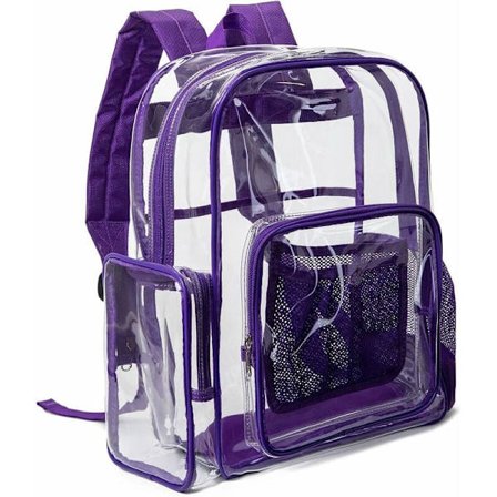Klar ryggsäck stor klar ryggsäck kraftig transparent PVC-väska för stadion skola (lila)
