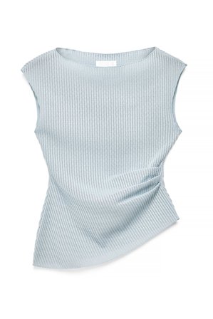 NA-KD - Topp med struktur og asymmetrisk kant - Ermeløse topper - Blå - XS