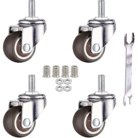 4 kpl Huonekalupyörät Kääntö - M6 X 15mm 25mm Kierteellä - Pehmeä Kumi - Tpe Kierre [DB]