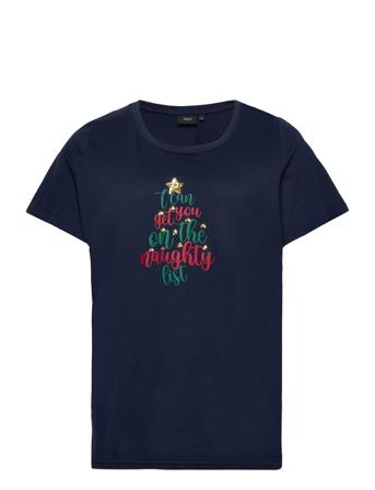 Mchristmas, S/S, T-Shirt T-shirts & Tops Short-sleeved Marinblå Zizzi