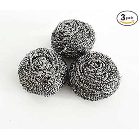 3-pakks rustfrie stålskureputer - Svampeskrubber Metall Stålull Skurepute - Rustfritt Stål Rengjøringsvamper